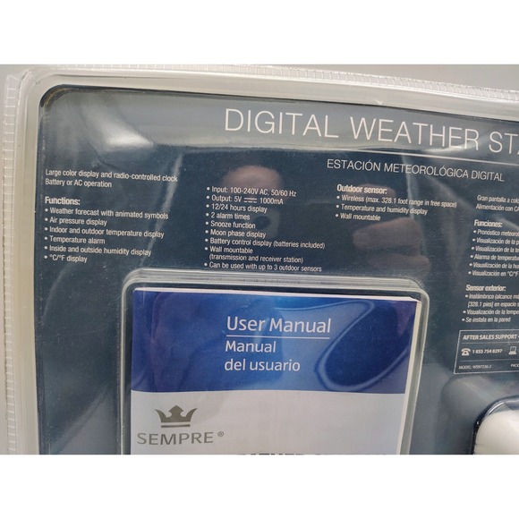 Sempre Radio-Controlled Digital Weather Station Forecast White Color Screen - Picture 4 of 4